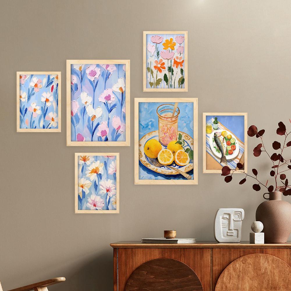 Nacnic Nacnic Set De 6 Láminas Verano Azul De Amantes De La Comida