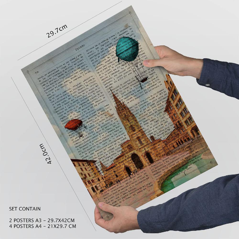 Nacnic Set De 6 Láminas Vintage De Ciudades