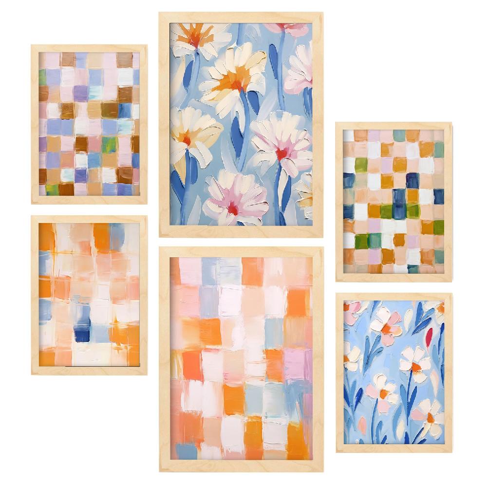 Nacnic Nacnic Set De 6 Posters De Mosaico En Naranja Y Azul