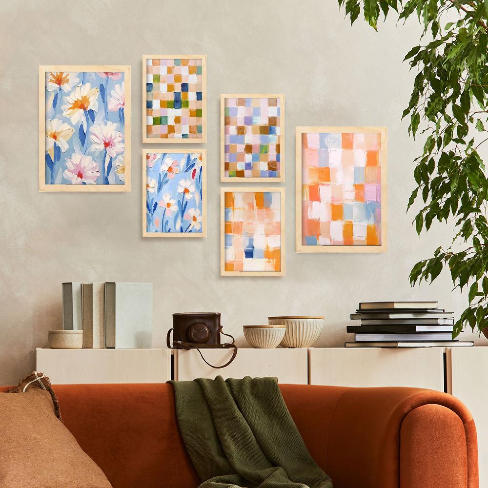 Nacnic Nacnic Set De 6 Posters De Mosaico En Naranja Y Azul