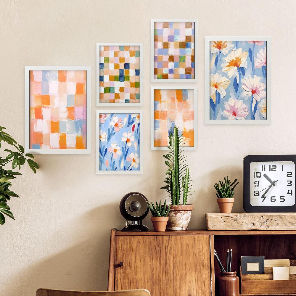Nacnic Nacnic Set De 6 Posters De Mosaico En Naranja Y Azul