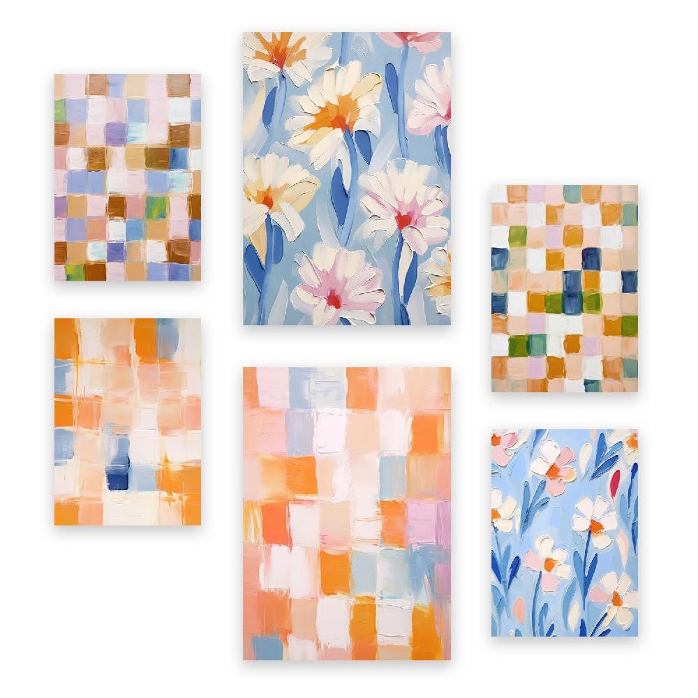 nacnic Nacnic Set de 6 Posters de Mosaico en Naranja y Azul