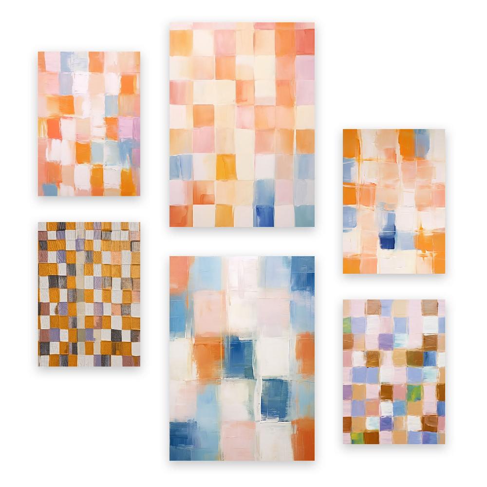 nacnic Nacnic Set de 6 Posters Mosaico Naranja y Azul 2 para Sala de Estar y Dormitorio