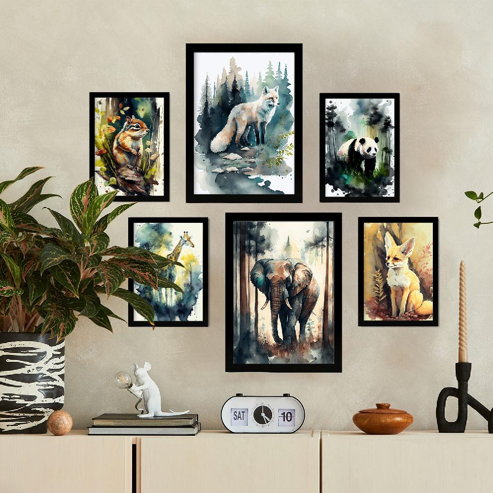 Nacnic Nacnic Set De Animales En Acuarela - Laminas Para Dormitorio