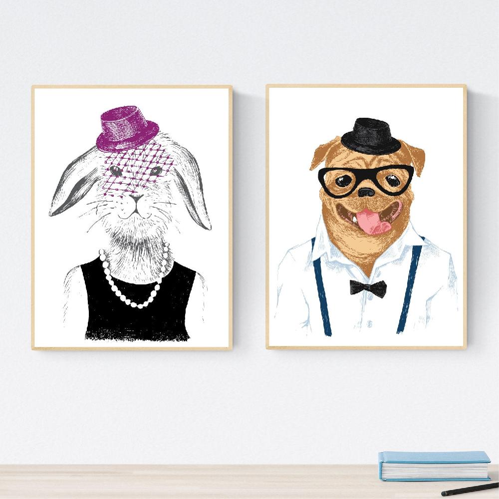 nacnic Set de dos láminas de Animales Ilustrados