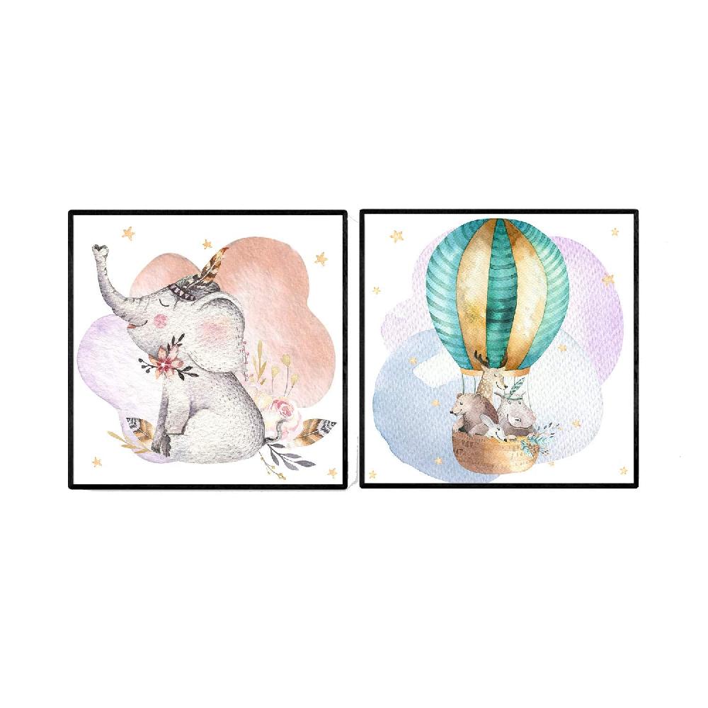 nacnic Set de Dos Láminas Elefante y Globo