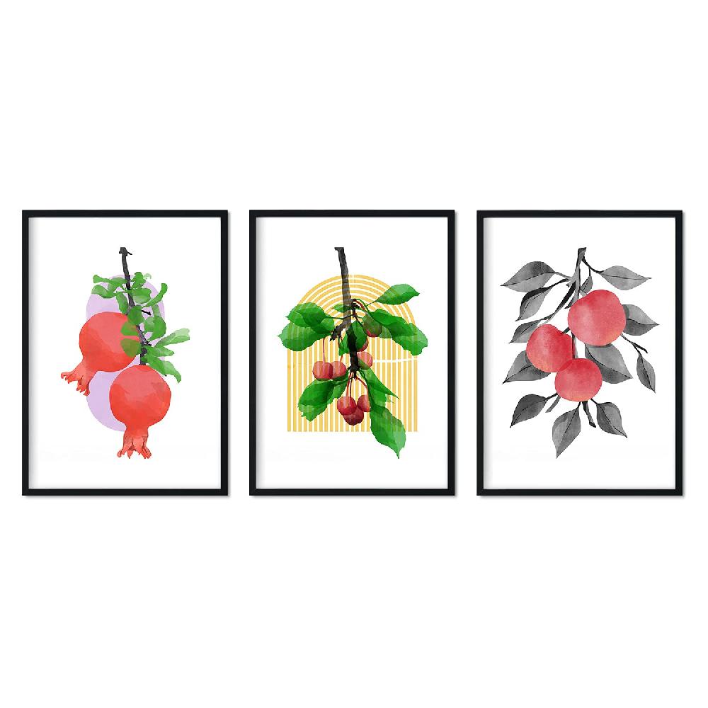 nacnic Set de láminas Acuarela de Frutos Rojos