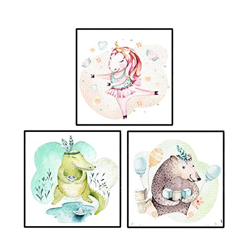 nacnic Set de Láminas Cocodrilo Oso Unicornio