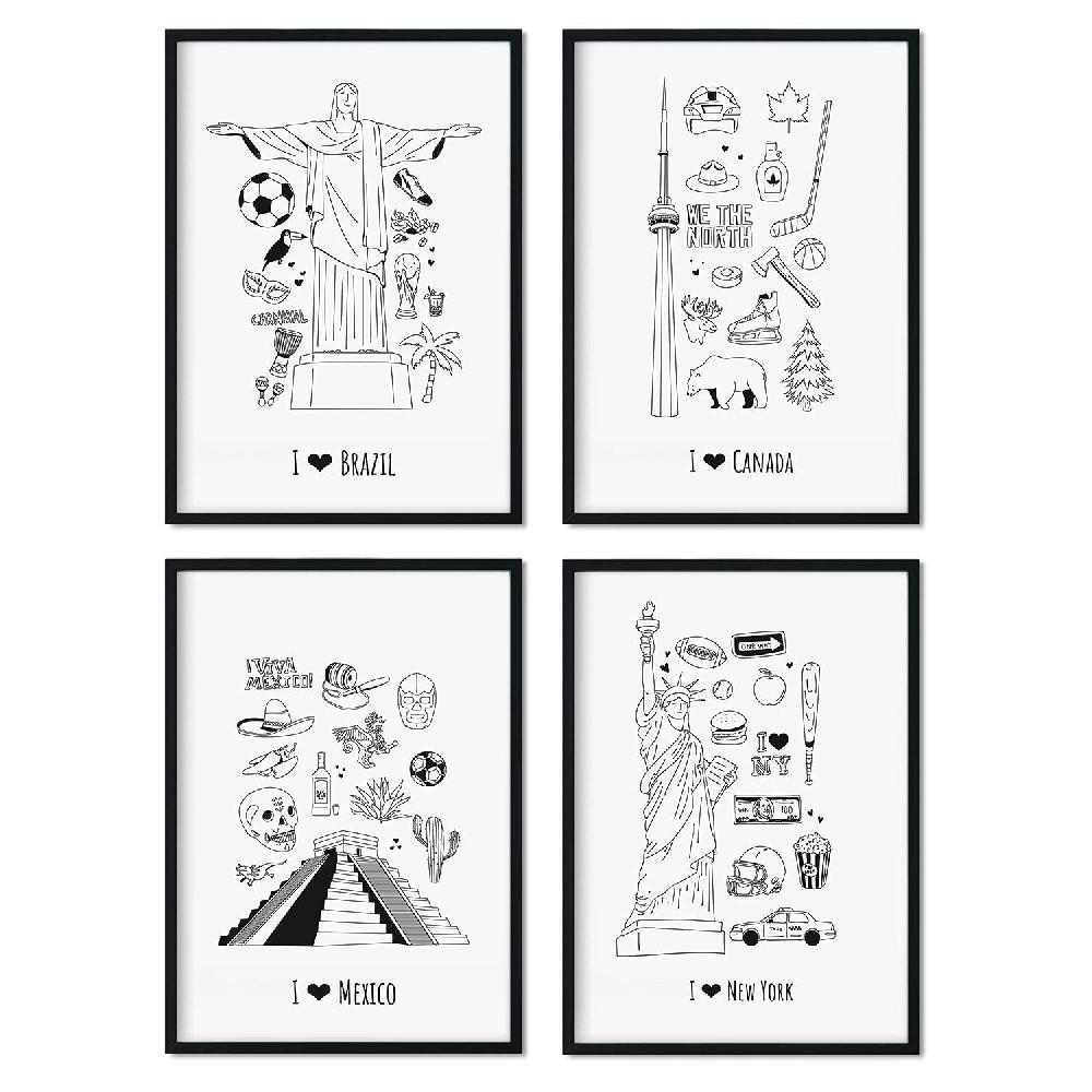 nacnic Set de láminas de América para viajeros