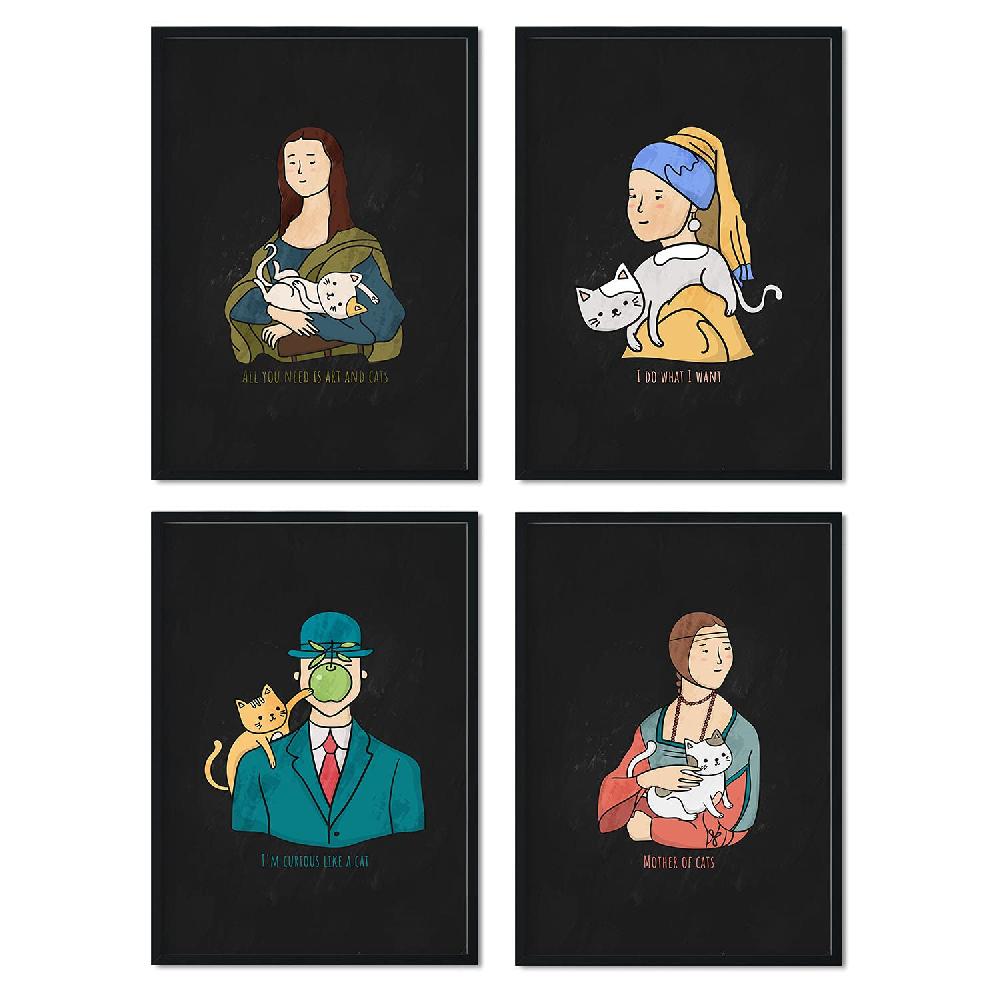 nacnic Set de láminas de gatos y arte divertido