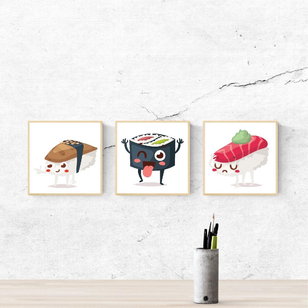 nacnic Set de tres láminas de Sushi