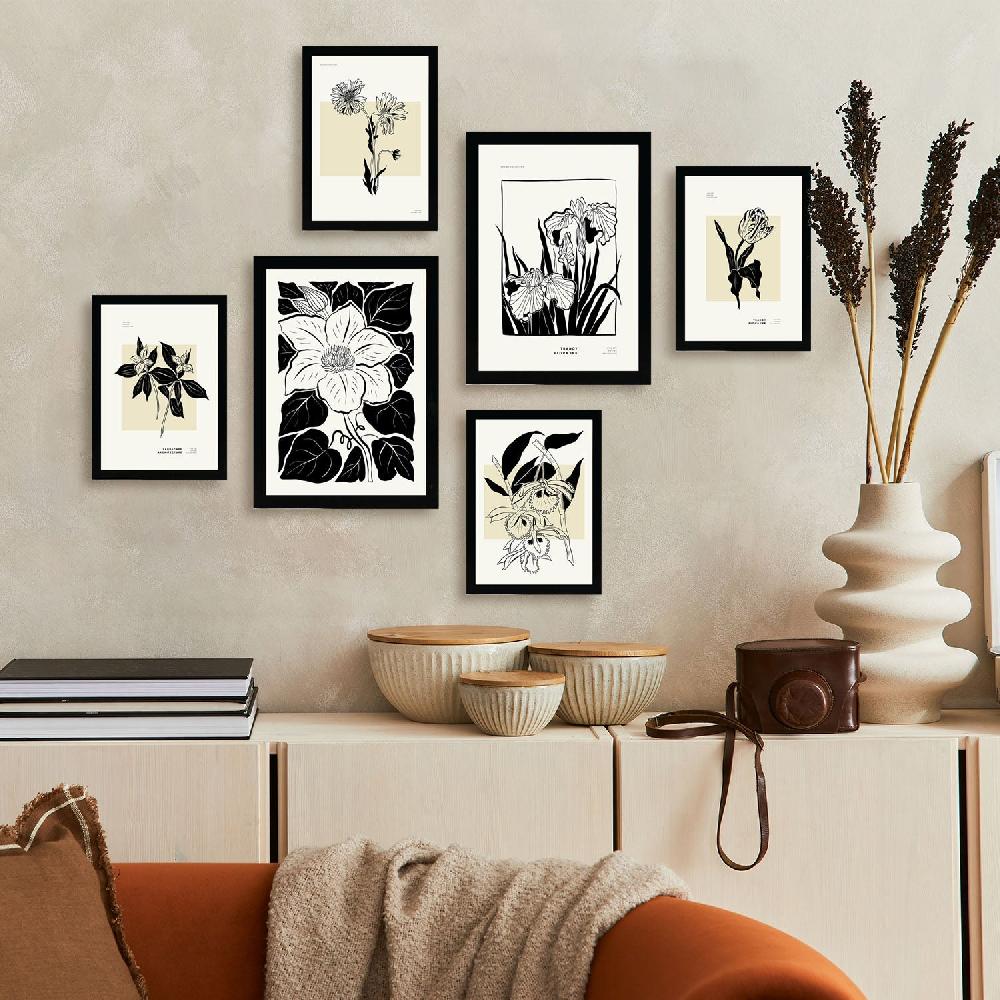 Nacnic Thick Black Ink Posters. Floral