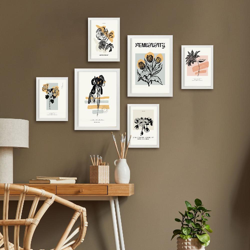 Nacnic Thick Black Ink Posters. Flowers