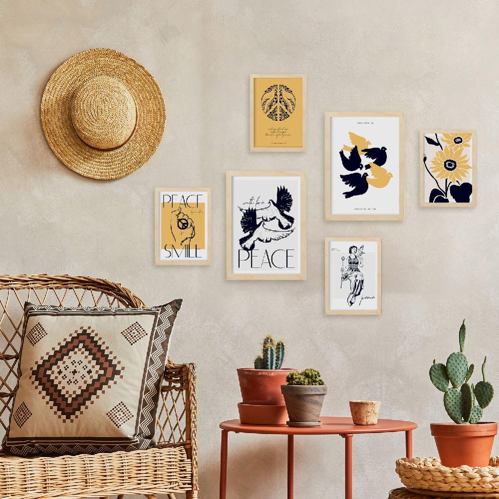 Nacnic Thick Black Ink Posters. Peace Doves