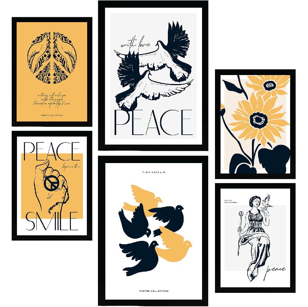 nacnic Thick Black Ink Posters. Peace Doves