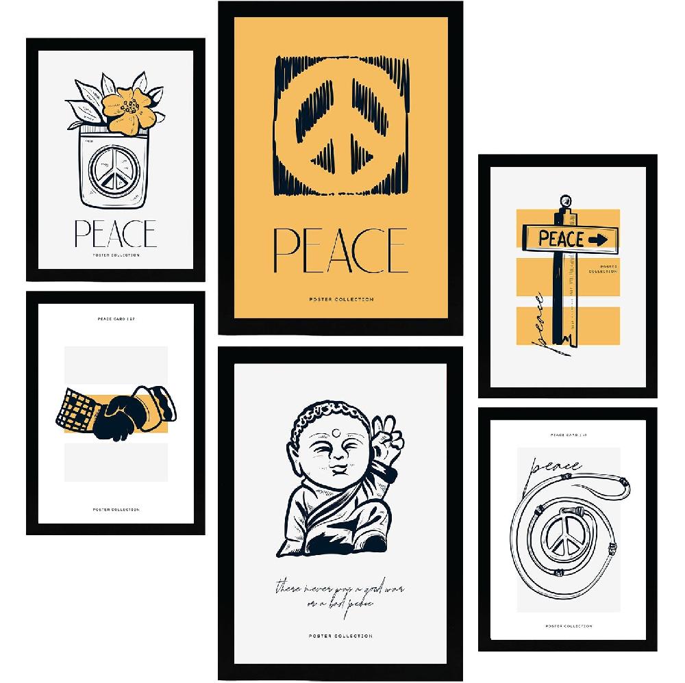 nacnic Thick Black Ink Posters. Peace Sign