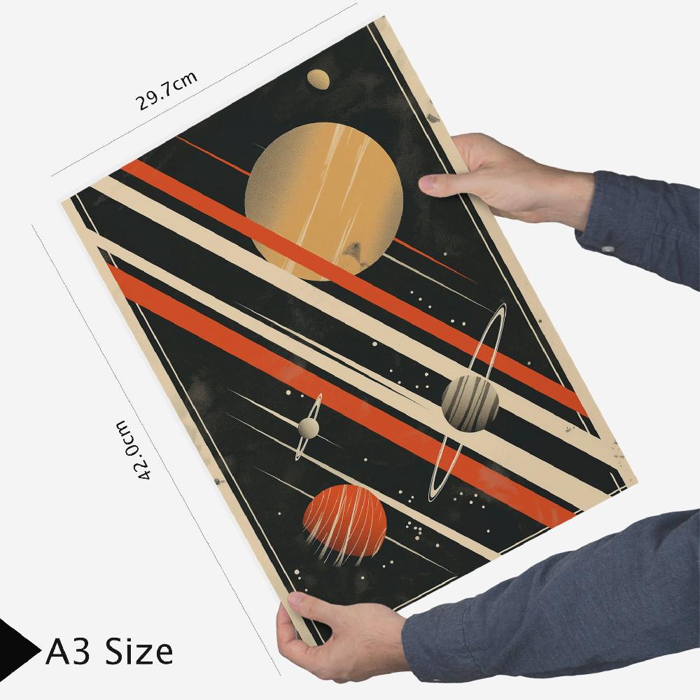 Nacnic Nave Espacial Cohete Planetas Vintage Tonos Rojos Y Azules