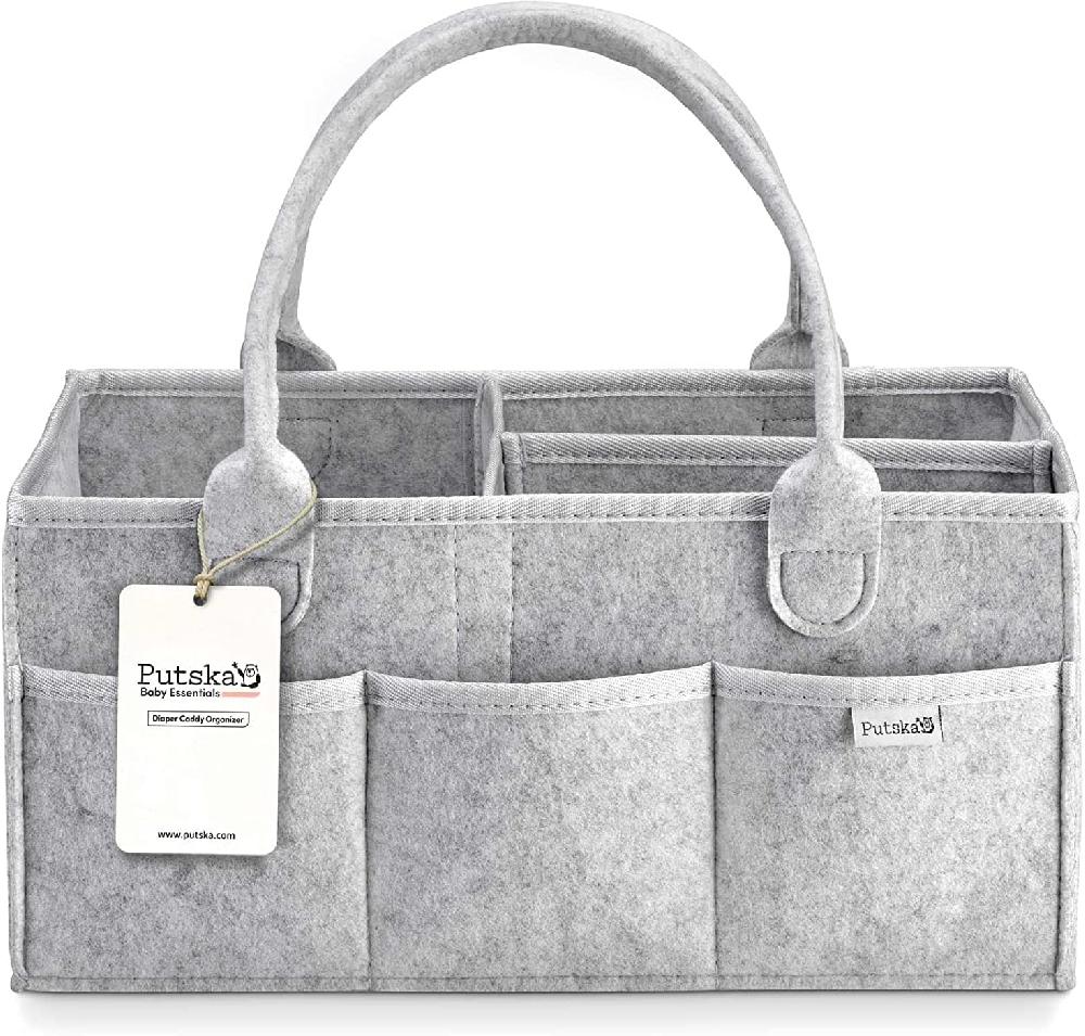 nacnic Organizador de Pañales para Bebé RIIMUHIR Putska - Cesta de Regalo Neutral Organizador de Guardería Caddy de Cambio (Láminas)