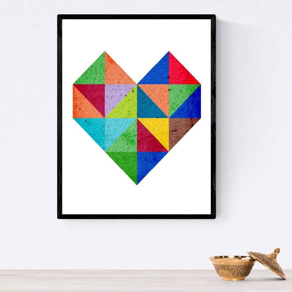 Nacnic Pack De 2 Láminas Geométricas De Corazón Estilo Nórdico
