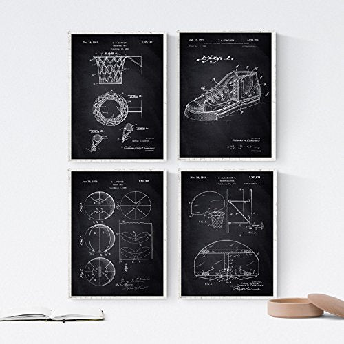 nacnic Pack de 4 láminas de Patentes de Baloncesto Nacnic