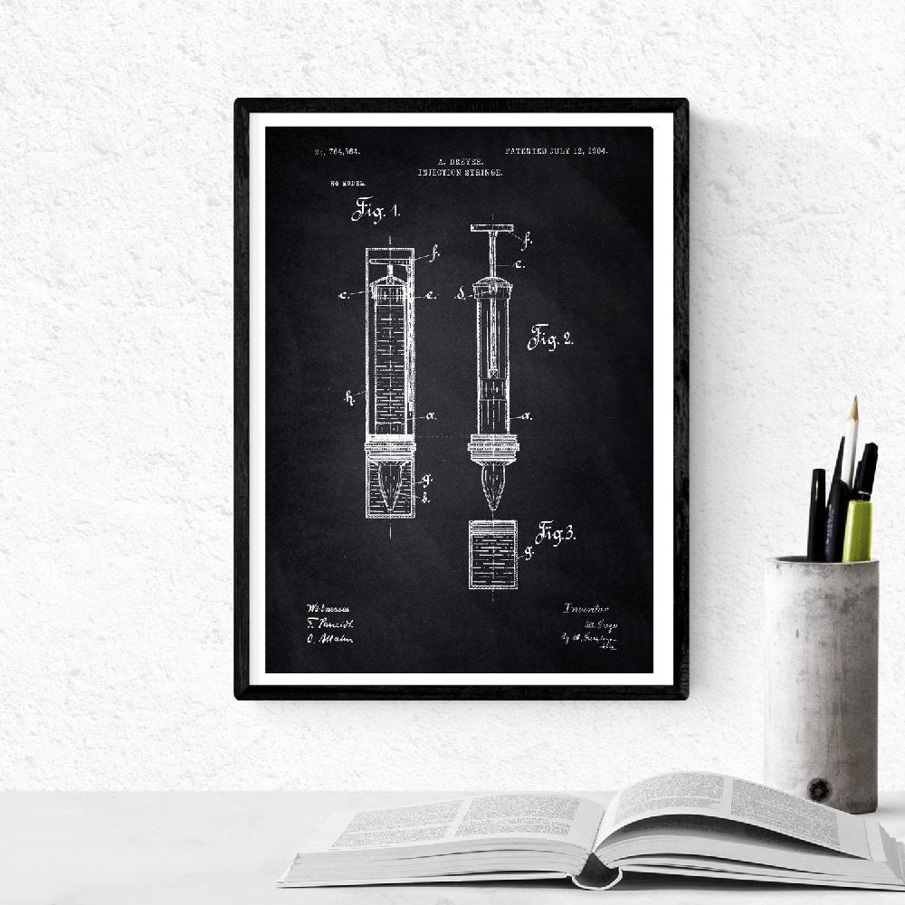 Nacnic Pack De 4 Láminas De Patentes De Farmacia Antiguas En Negro