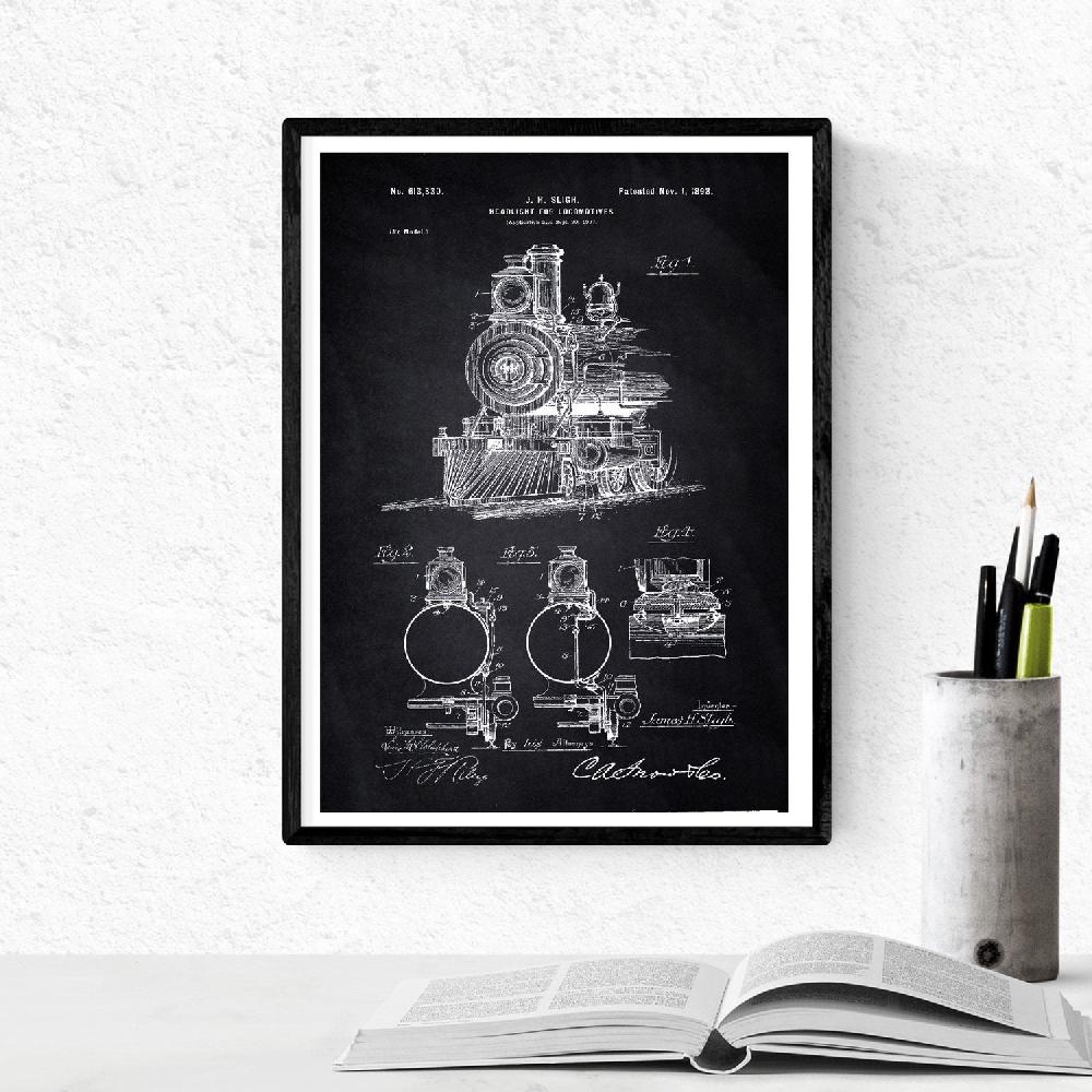 Nacnic Pack De 4 Láminas De Patentes De Vehículos Antiguas En Negro