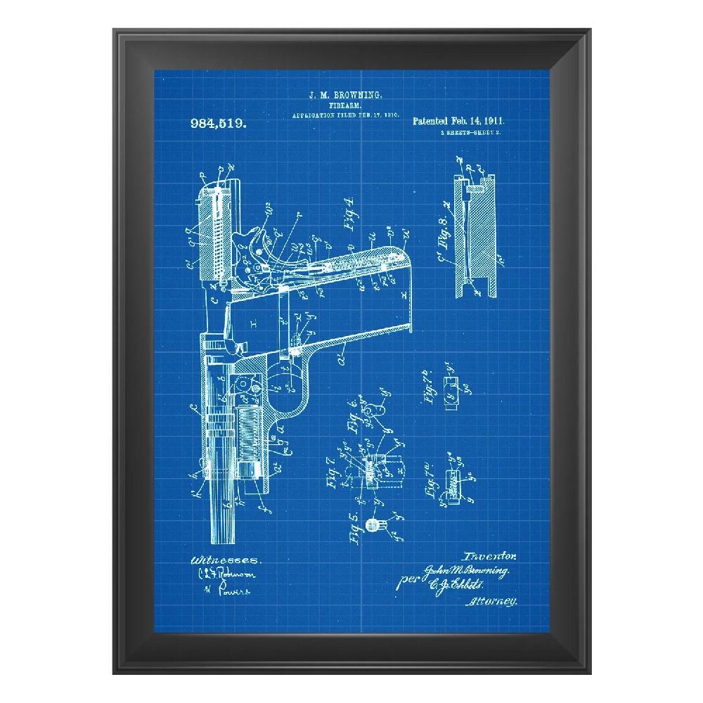Nacnic Pack De 4 Láminas Patentes De Armas Antiguas Azul