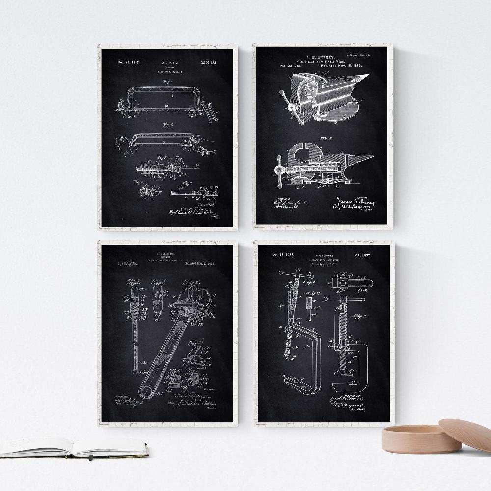 nacnic Pack de 4 Láminas Patentes de Herramientas 2