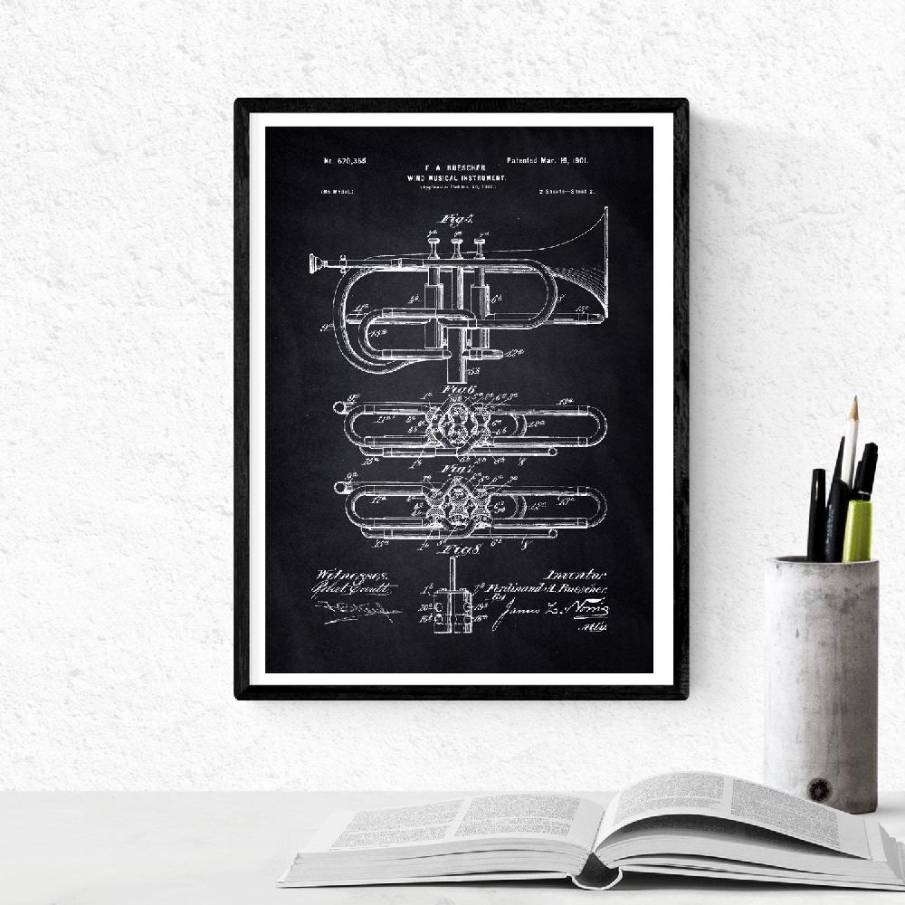 Nacnic Pack De 4 Láminas Patentes De Instrumentos Musicales Nacnic