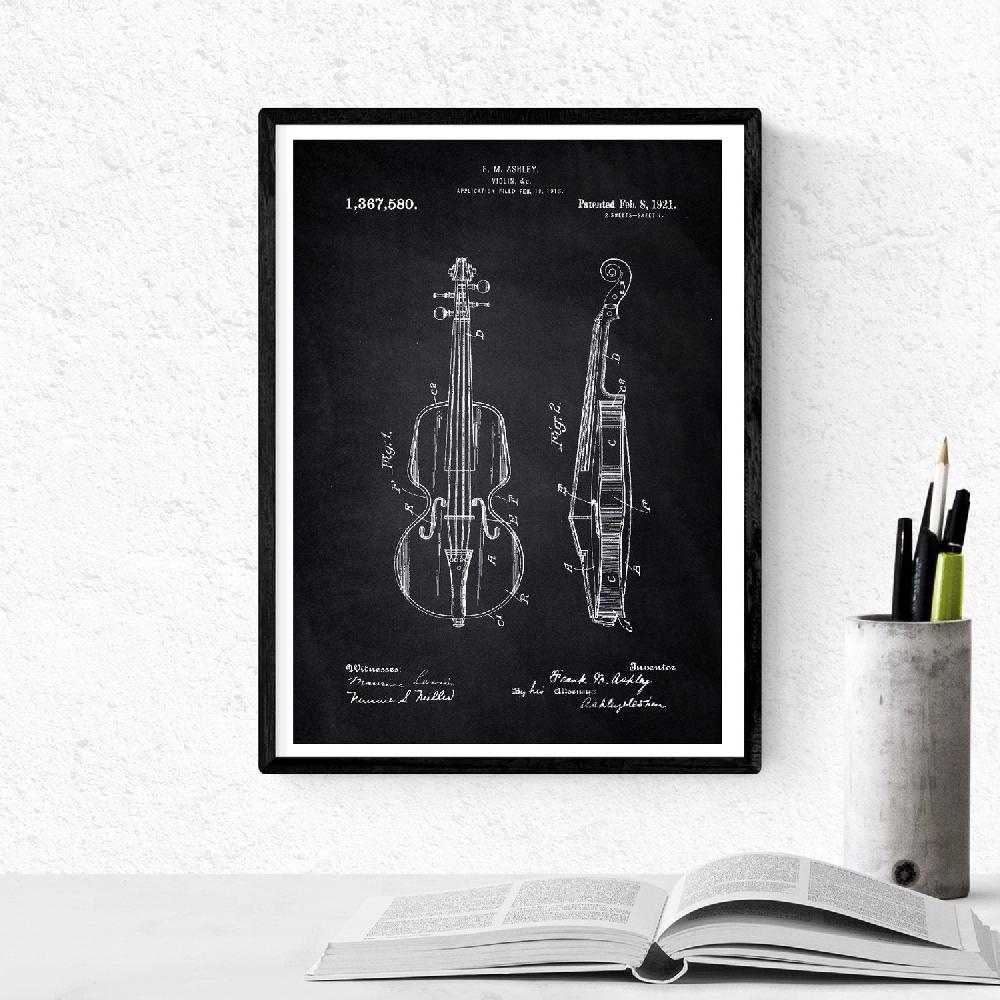 Nacnic Pack De 4 Láminas Patentes De Instrumentos Musicales Nacnic