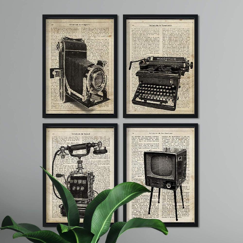 nacnic Pack de 4 Láminas Vintage de Fotografía Emociones Amistad y Comunicación