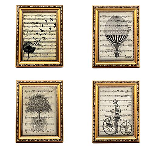 nacnic Pack de cuatro marcos dorados con laminas de regalo