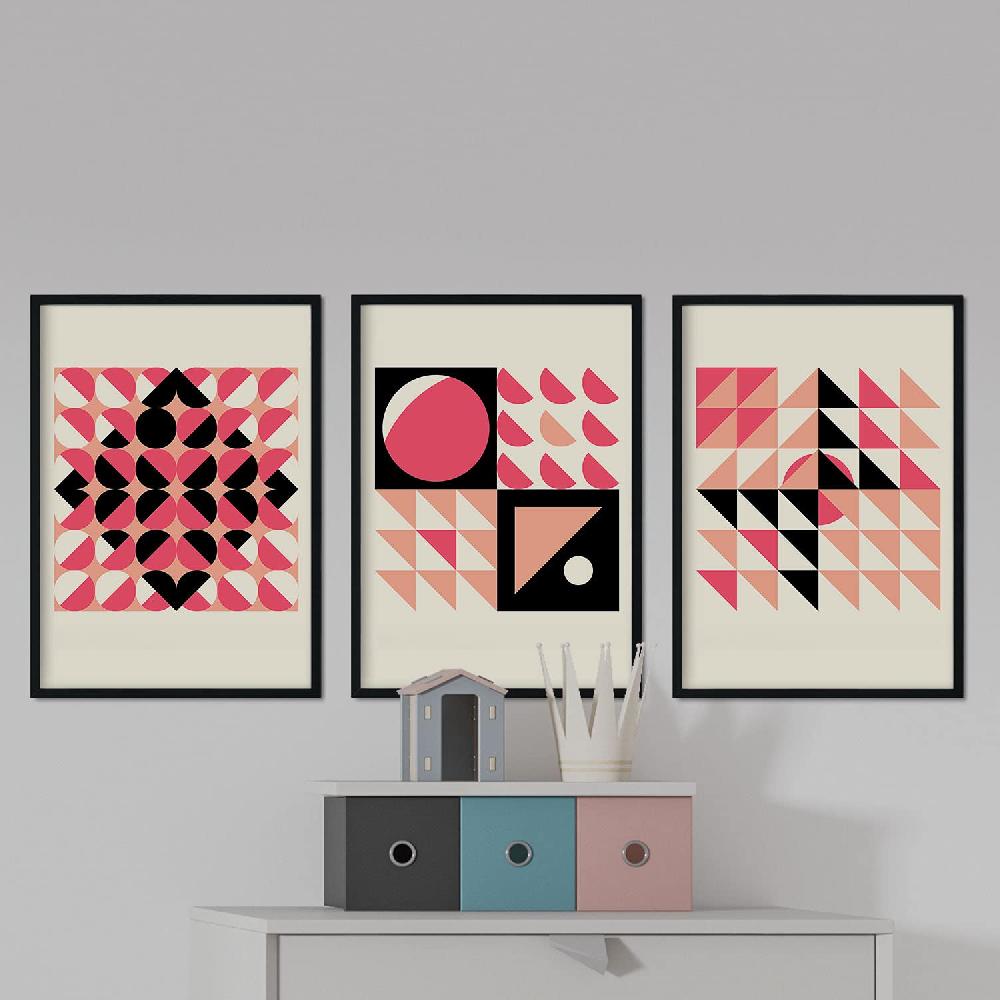 Nacnic Pack De Láminas Abstractas Rosa Pastel En Estilo Geométrico