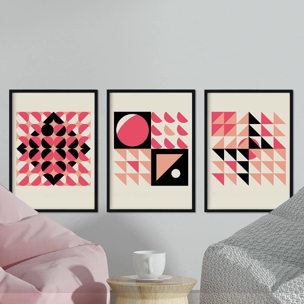 Nacnic Pack De Láminas Abstractas Rosa Pastel En Estilo Geométrico