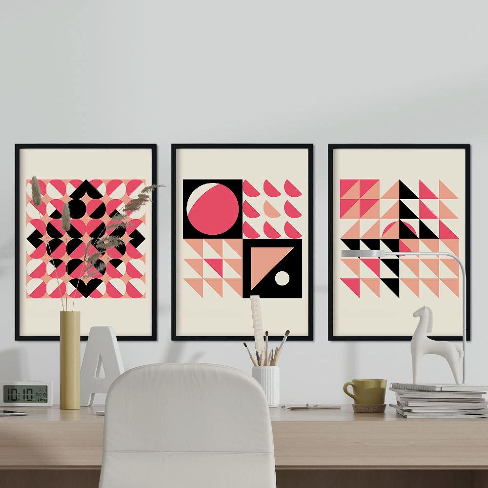 Nacnic Pack De Láminas Abstractas Rosa Pastel En Estilo Geométrico