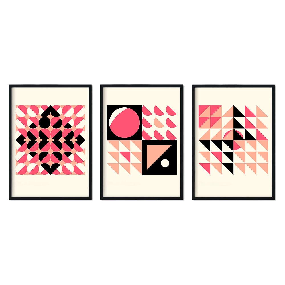 nacnic Pack de láminas abstractas rosa pastel en estilo geométrico