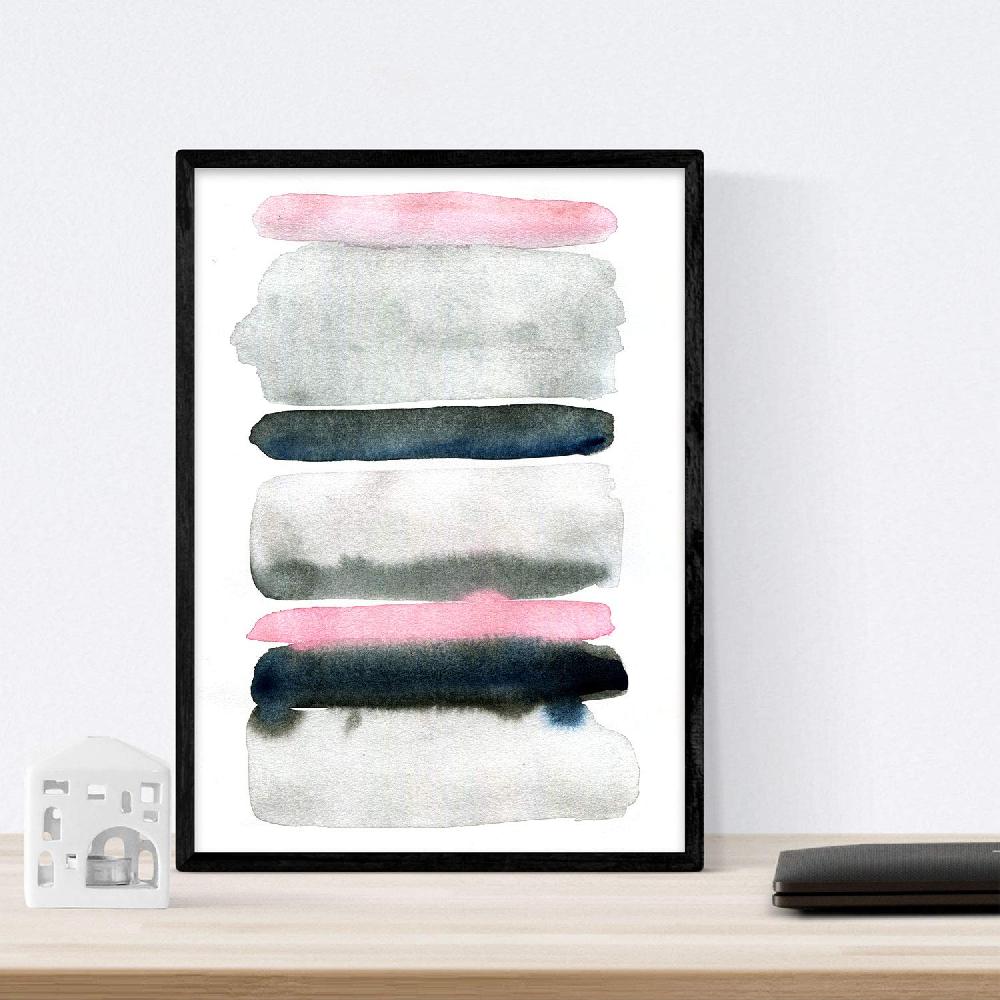 Nacnic Pack De Láminas Acuarela Rosa Gris Diseño Nórdico