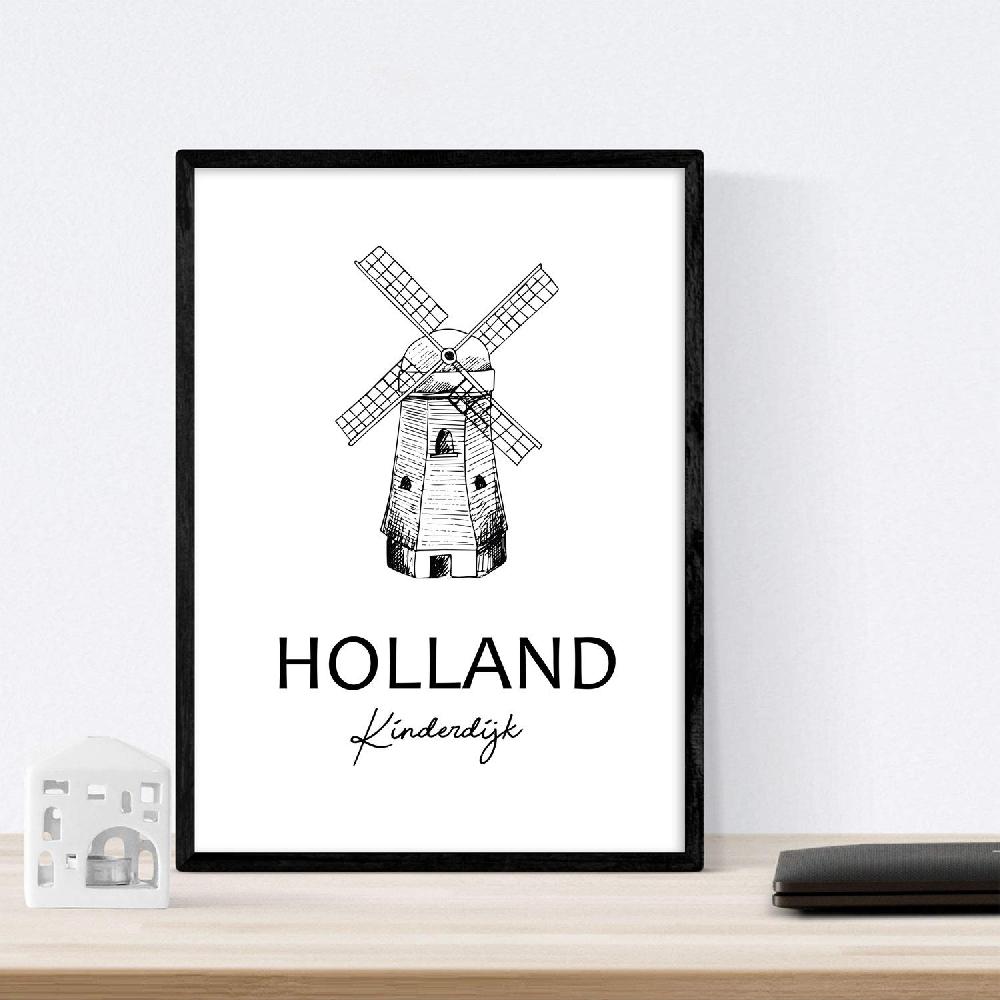 Nacnic Pack De Láminas De Amsterdam Y Holanda Con Monumento Kinderdijk