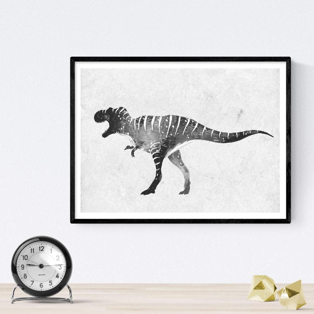 Nacnic Pack De Láminas De Dinosaurios Acuarela Negro Para Niños