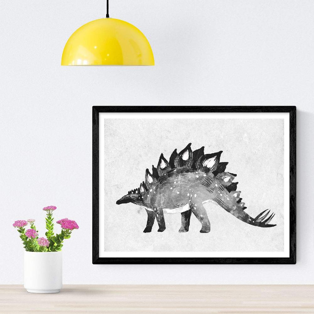 Nacnic Pack De Láminas De Dinosaurios Acuarela Negro Para Niños