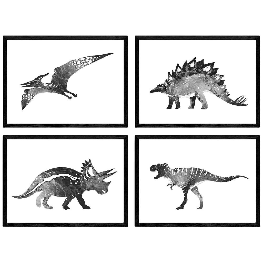 nacnic Pack de láminas de Dinosaurios en blanco y negro para niños