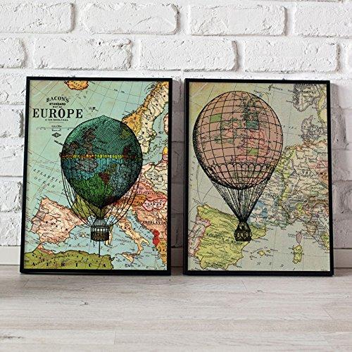 nacnic Pack de Láminas de Globos y Mapas de Alta Calidad