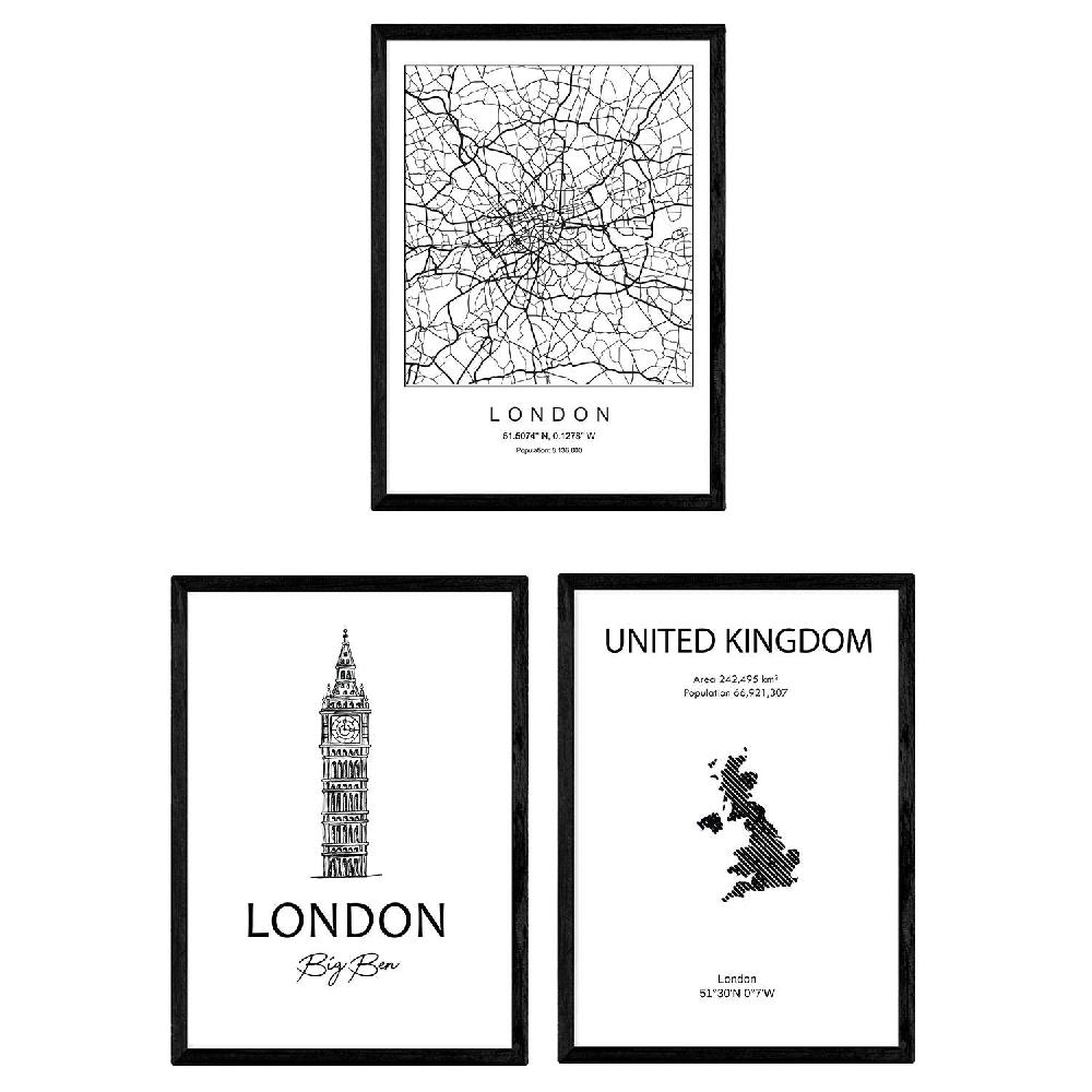 nacnic Pack de láminas de Londres y monumentos del Reino Unido