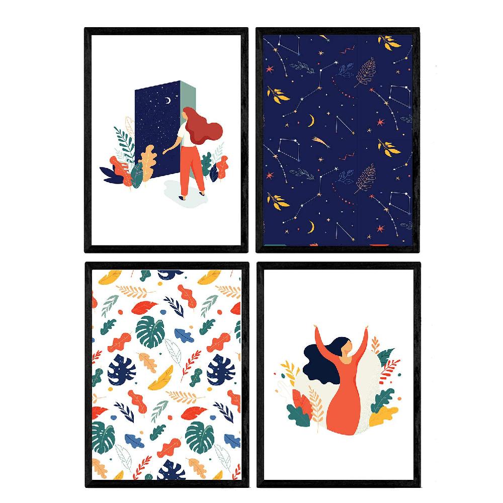 nacnic Pack de Laminas de Mujeres en Anochecer y Amanecer