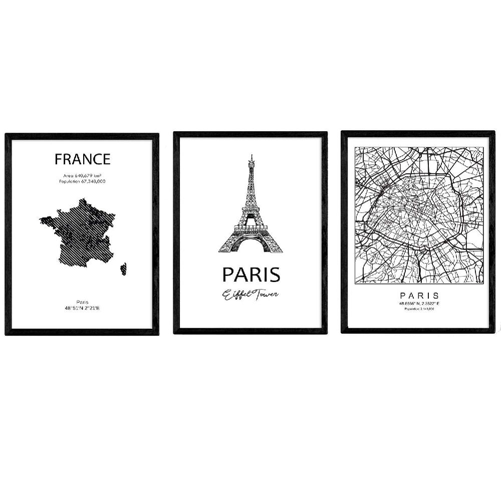 nacnic Pack de láminas de Paris Torre Eiffel y Francia