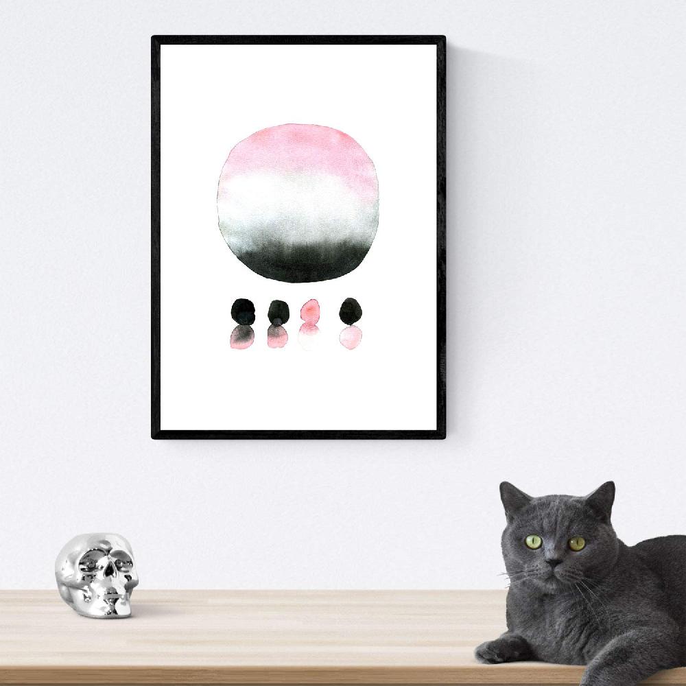 Nacnic Pack De Láminas Nórdicas Acuarela En Negro Rosa Y Gris