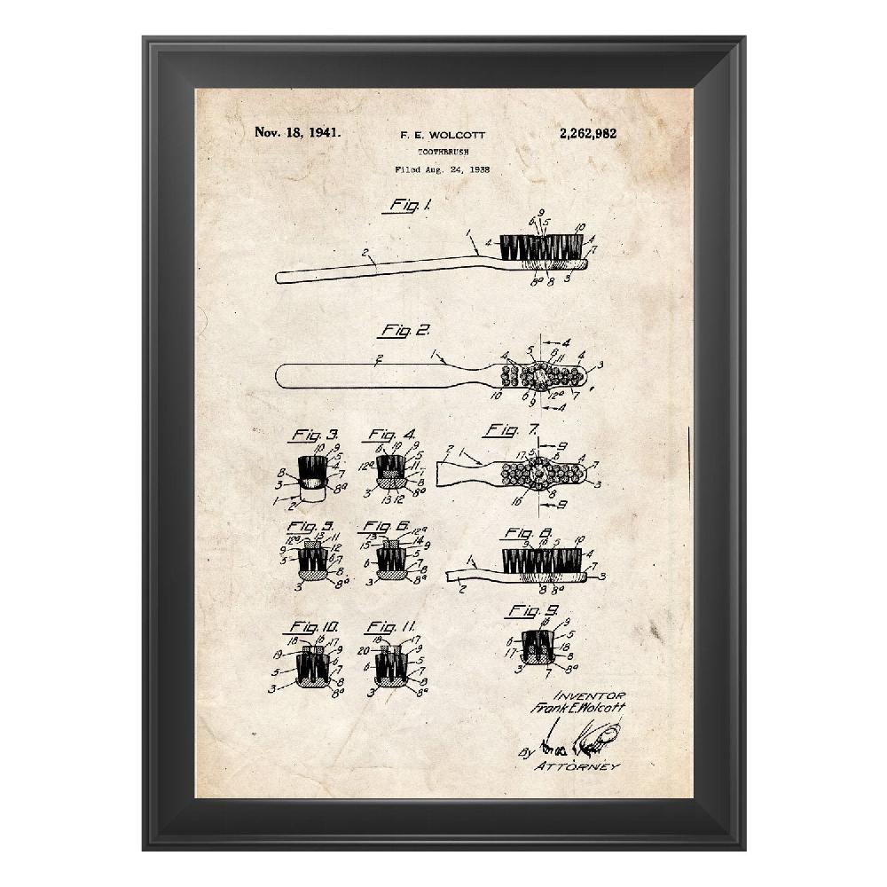 nacnic Pack de Laminas Vintage de Cepillo de Dientes y Pasta Dental