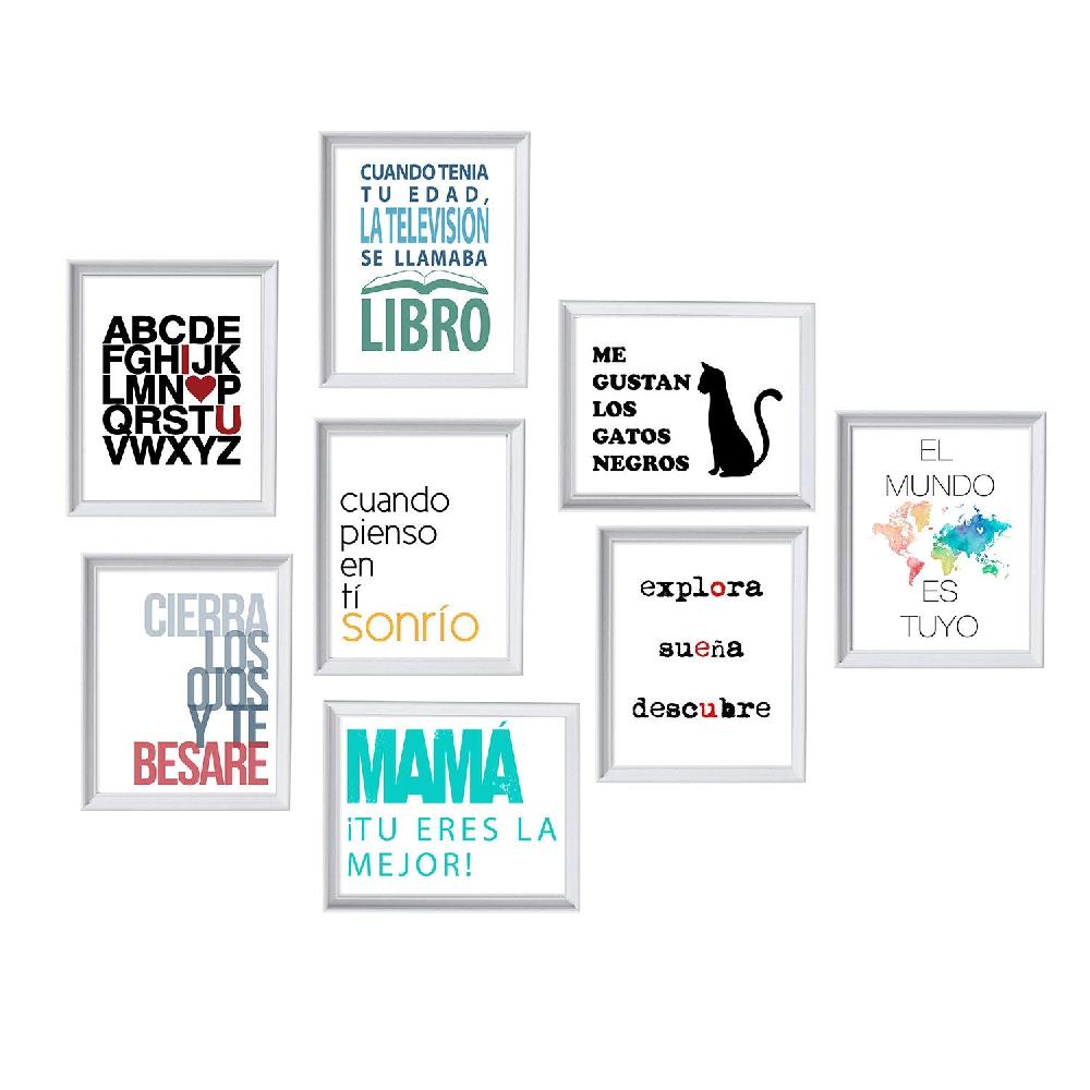 nacnic Pack de Ocho Láminas Feliz con Mensajes Alegres