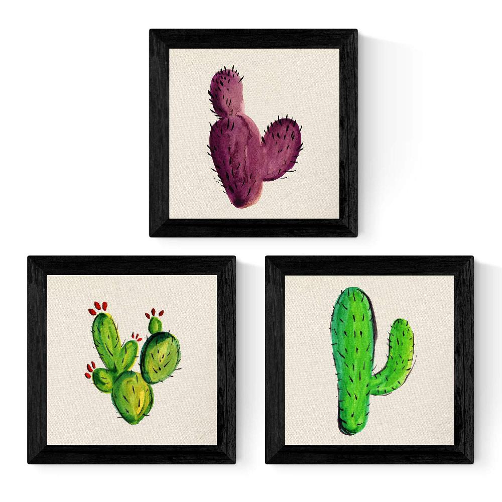 nacnic Pack de tres láminas cuadradas de cactus de alta calidad