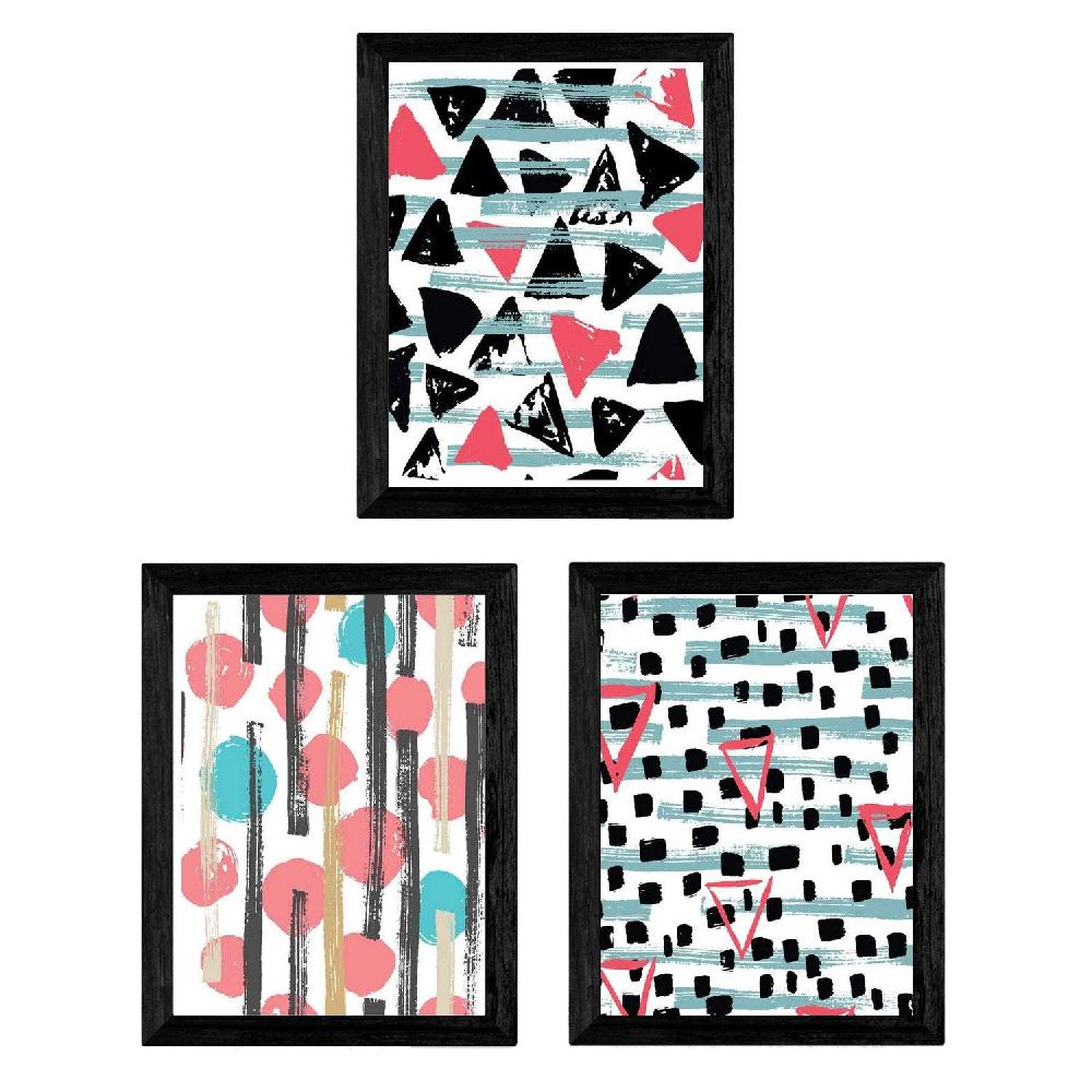 nacnic Pack de Tres Láminas Estampadas en Tonos Negros Fucsias y Turquesas